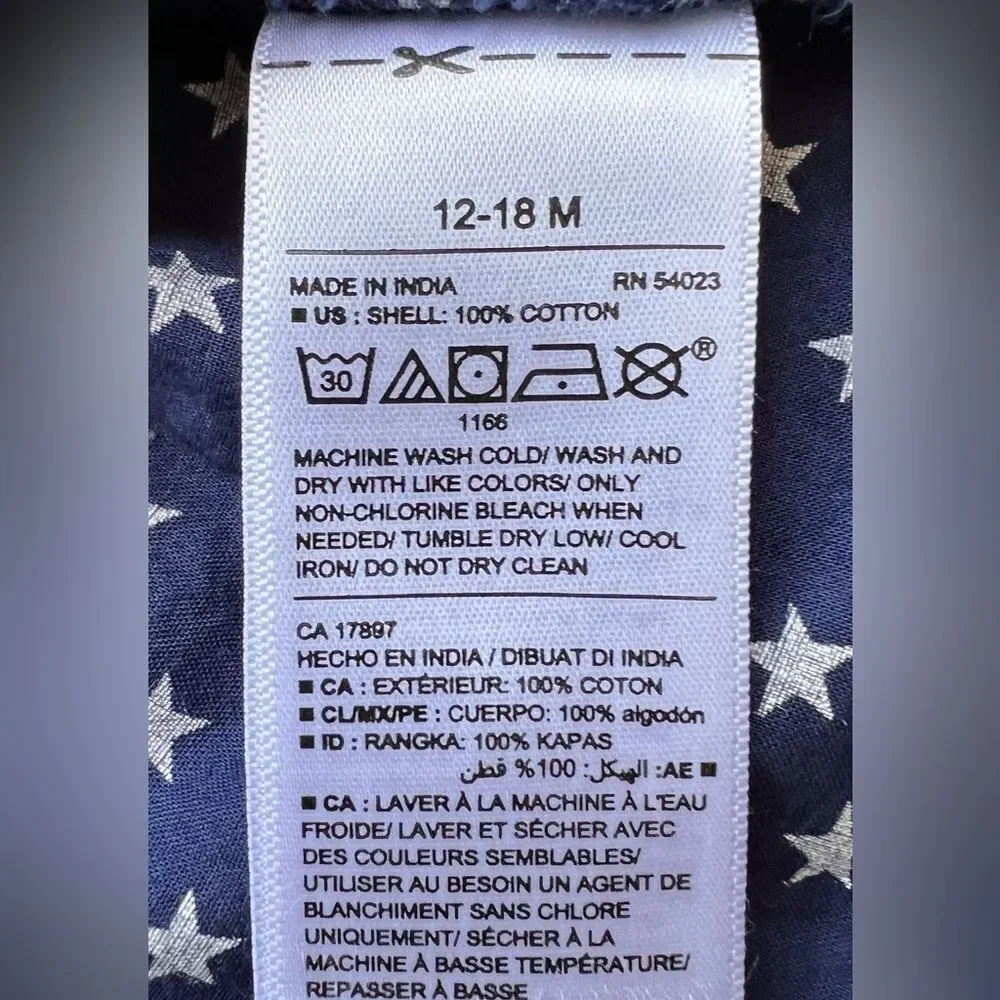 Old Navy Baby Girl’s Sleeveless Ruffle Neck Star Print Tank Top. 12-18 Months.